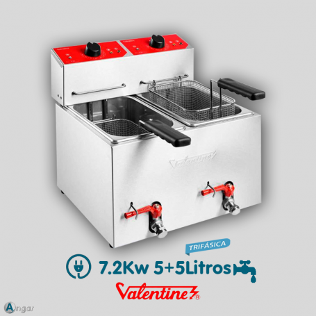Freidora Eléctrica Valentine TF-55T con Grifo Trifásica