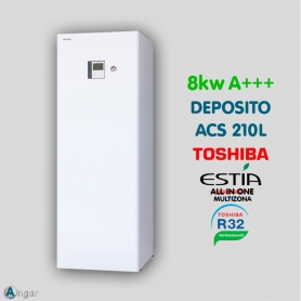 Aerotermia Toshiba ESTIA ALL IN ONE MULTIZONA ALFA 65 8kw con ACS 210L